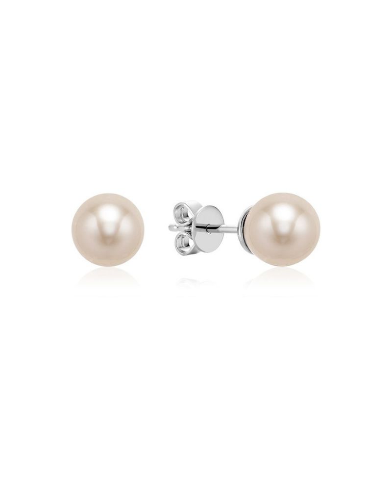Boucles d'oreilles fixes perles, Couleur Or: Blanc