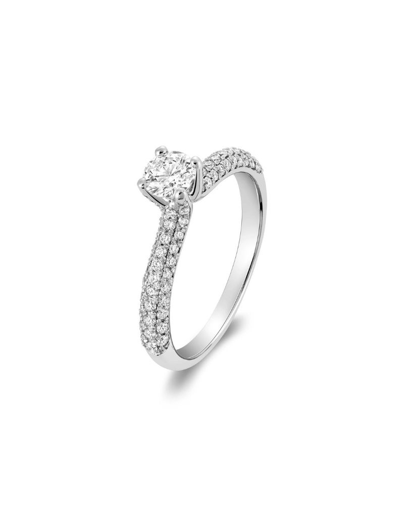 Solitaire Engagement Ring, Gold Colour: Blanc White