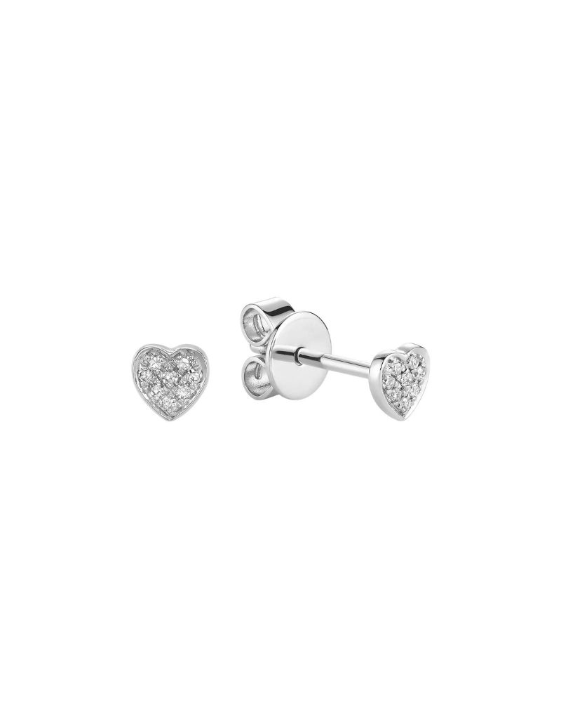 Heart Stud Earrings, Gold Colour: Blanc