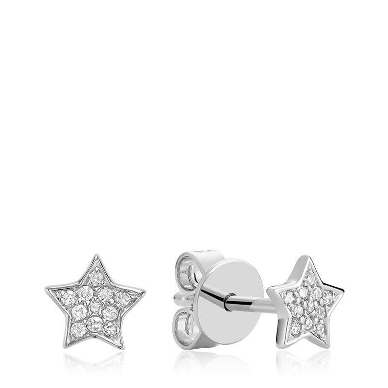Boucles d'oreilles fixes diamants, Couleur Or: Blanc