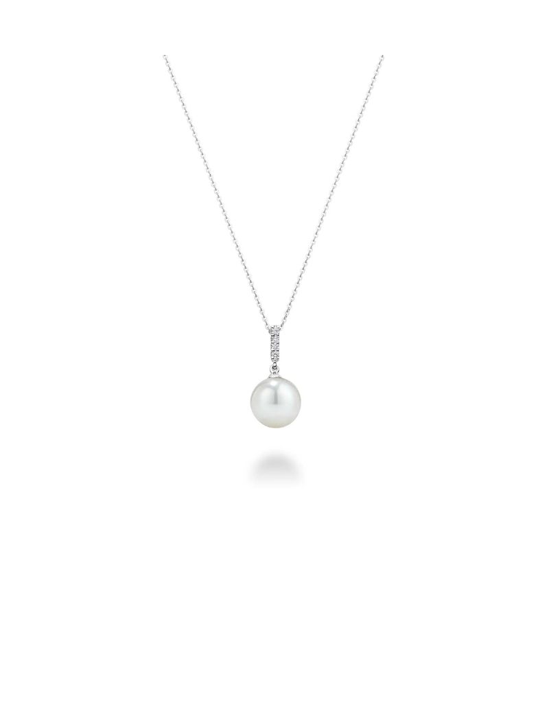 Pendentif perles et diamants, Couleur Or: Blanc