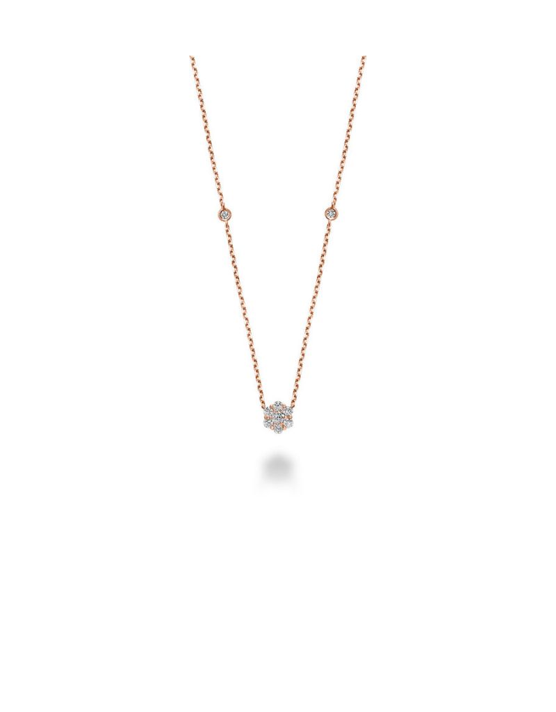 Collier motif fluer diamants, Couleur Or: Rose