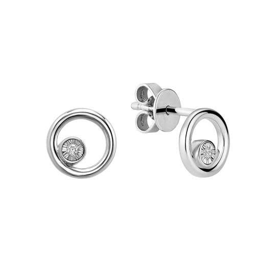 Boucles d'oreilles fixes Diamants, Couleur Or: Blanc
