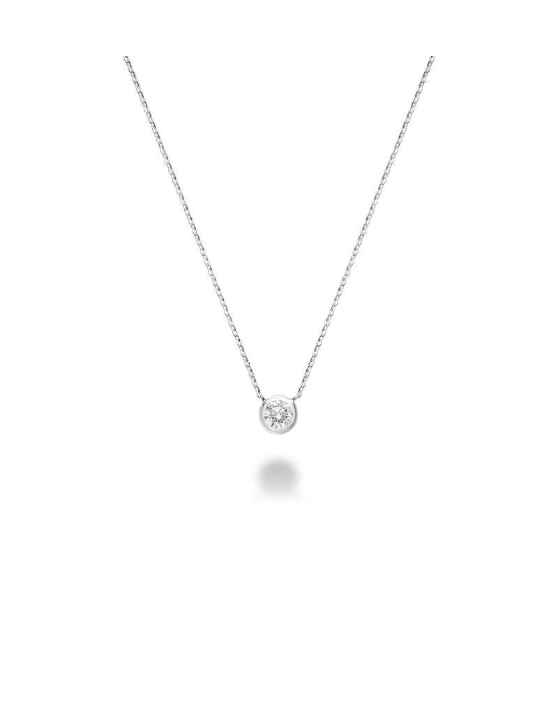 Pendentif diamant serti collet, Couleur Or: Blanc