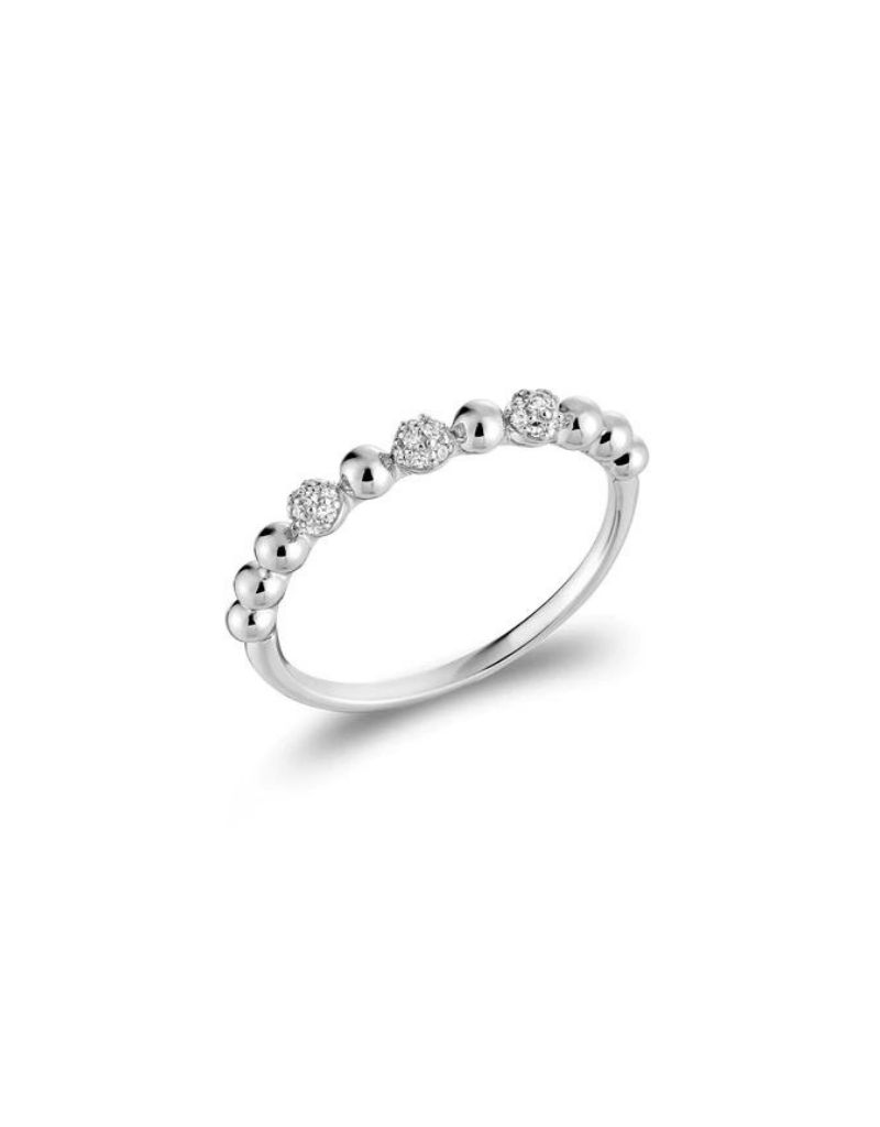 Bague diamants boule, Couleur Or: Blanc