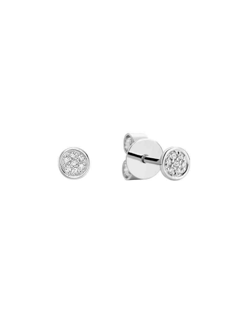 Boucles d'oreilles fixes diamants, Couleur Or: Blanc