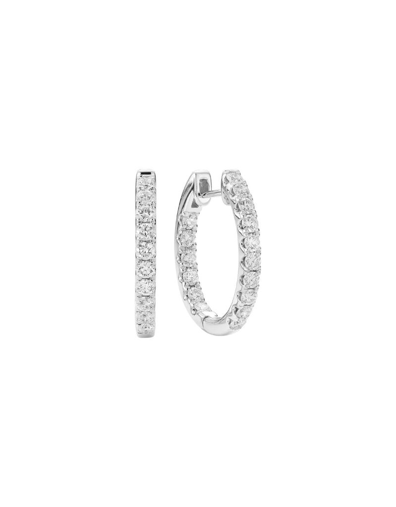Boucles d'oreilles huggie, Couleur: Blanc, Poids diamants: 0.46ct