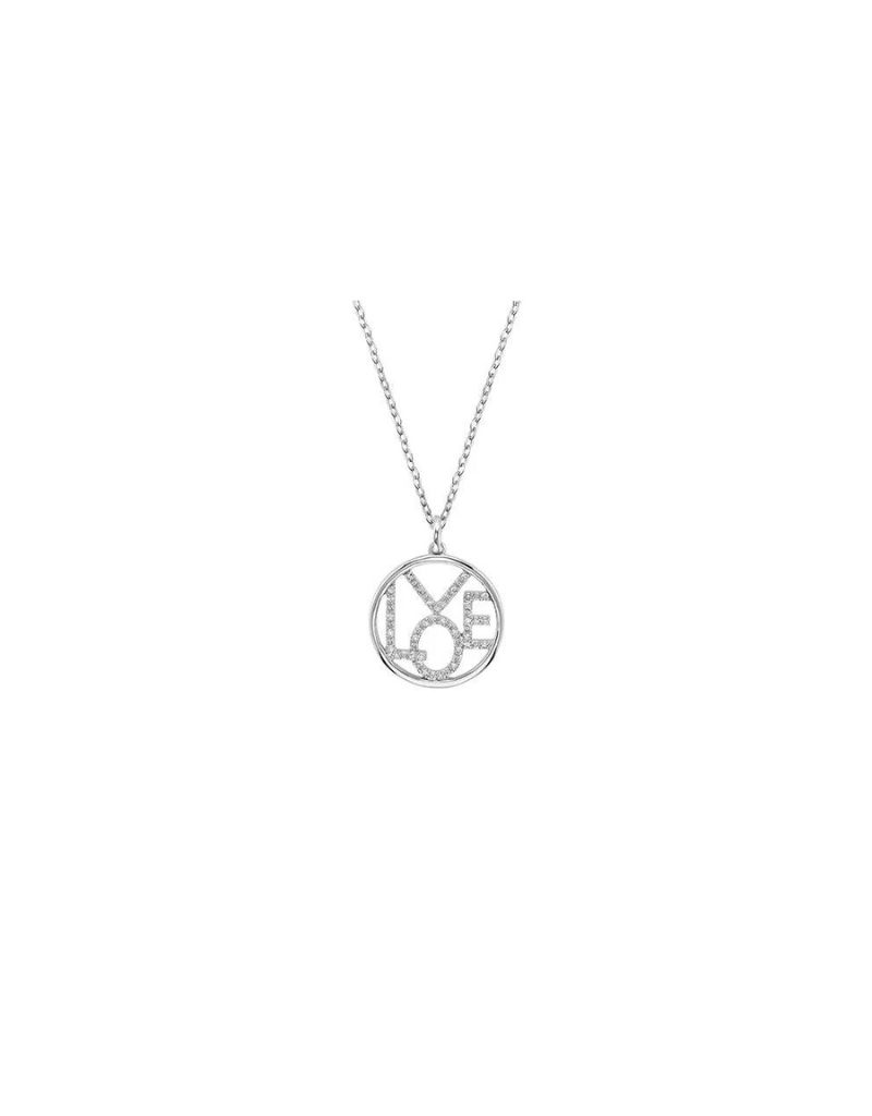 Pendantif love en diamant, Couleur: Blanc
