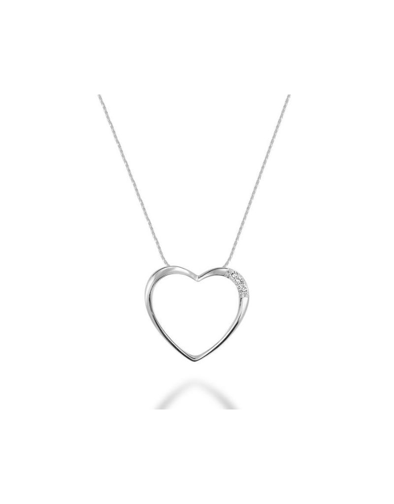 Pendentif coeur, Couleur Or: Blanc White
