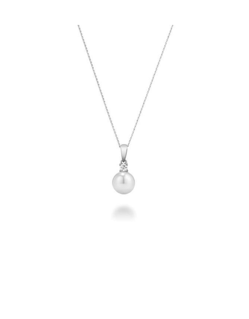 Pendentif perles, Couleur: Blanc, Poids diamants: 0.05ct