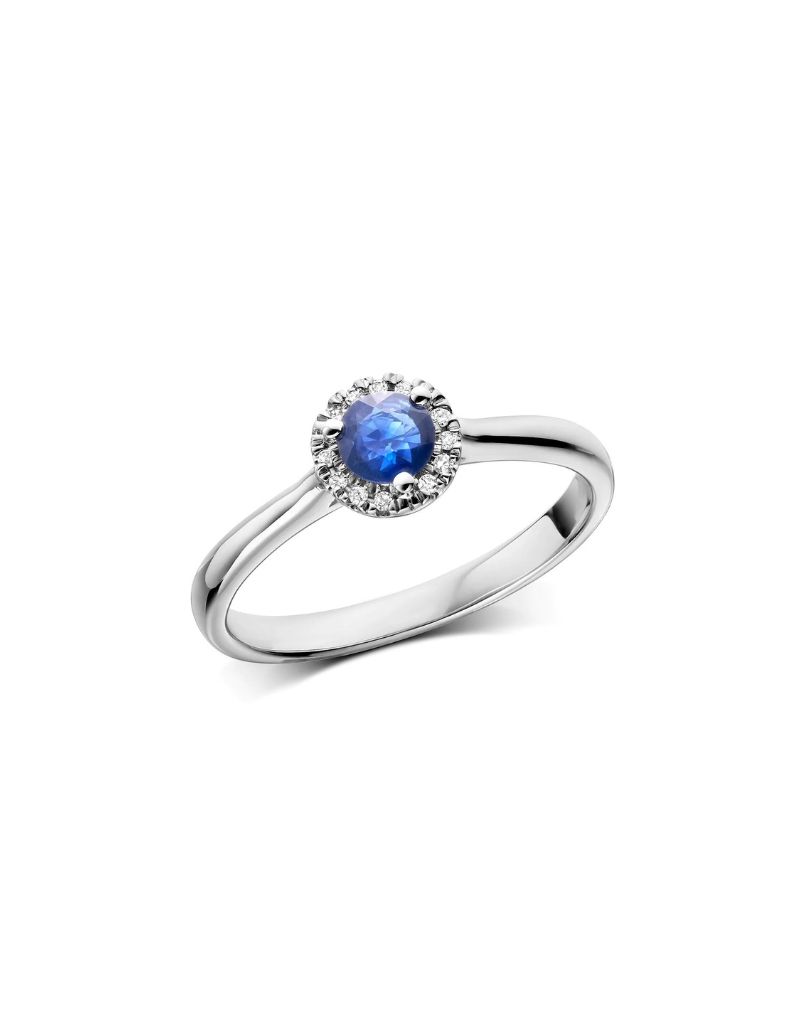 Bague diamants et pierre précieuse, Pierres précieusess: Saphire, Coulure Or: Blanc