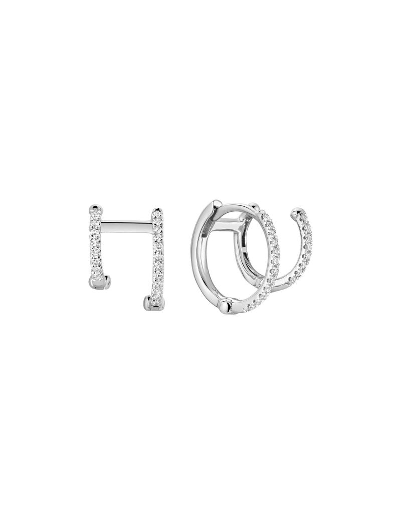 Diamond huggie earing, Gold Colour: Blanc White