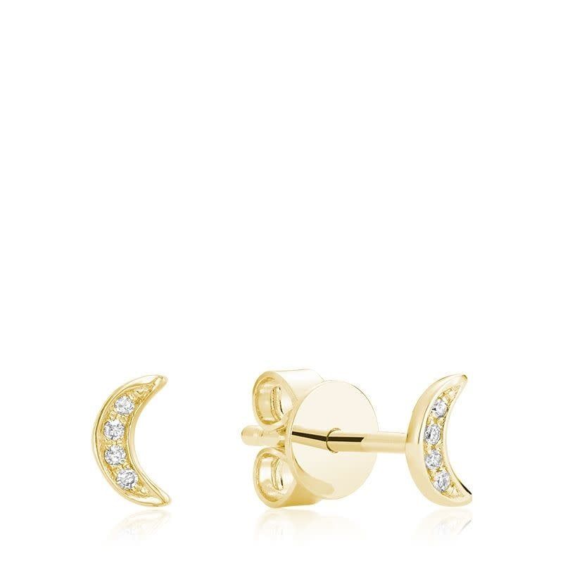 Moon stud earrings, Gold C: Jaune