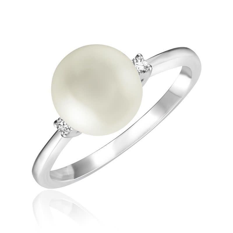 Bagues perles et diamants, Couleur Or: Blanc