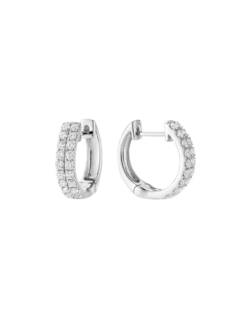Boucle d'oreilles huggie, Couleur Or: Blanc