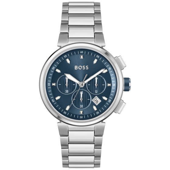 1513999 MONTRE HUGO BOSS HOMME, FOND BLEU CHRONO, ACIER, QUARTZ