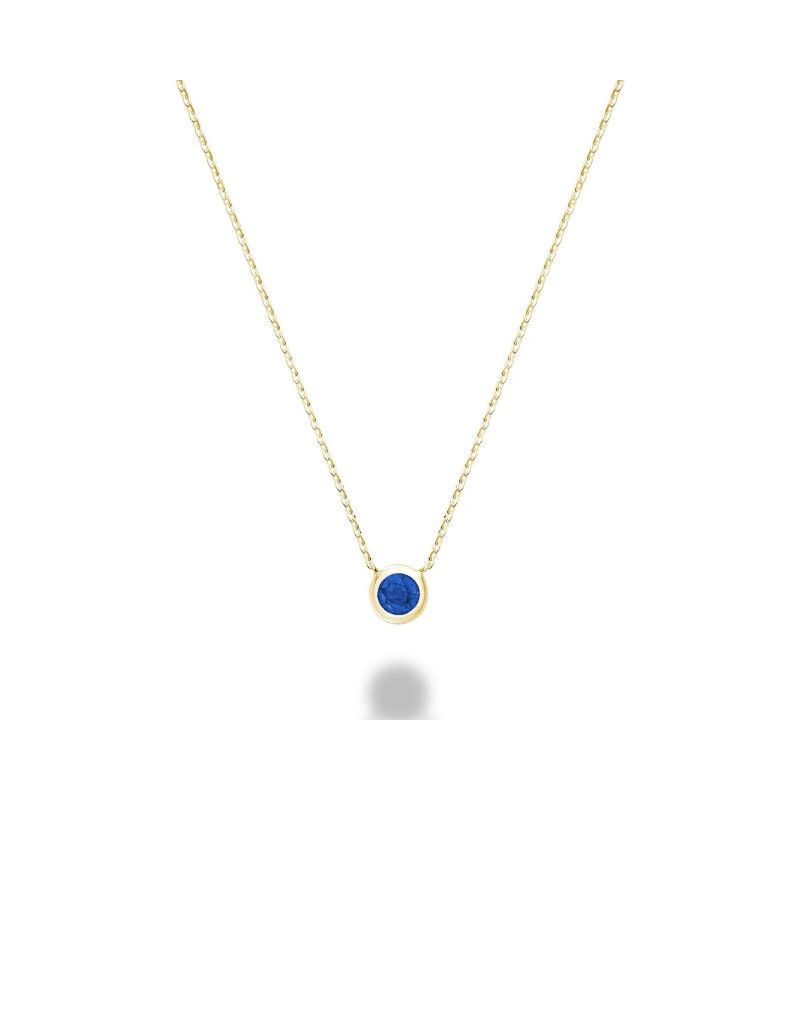 Collier collet saphir bleu