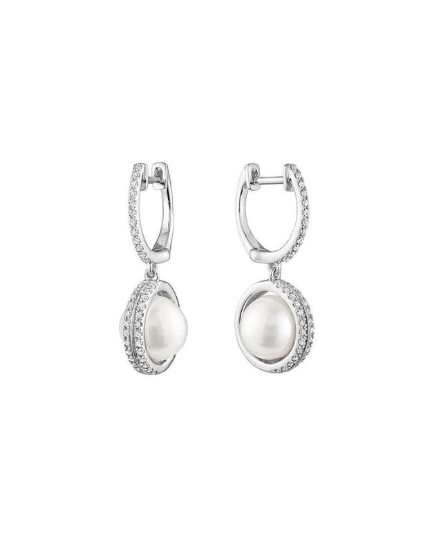 Boucle d'oreilles perles et diamants