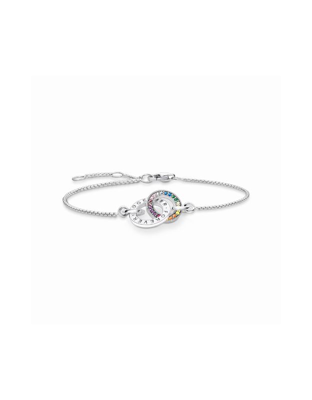 Thomas Sabo bracelet argent 925 ensemble pour toujours double cercle pierre multi couler