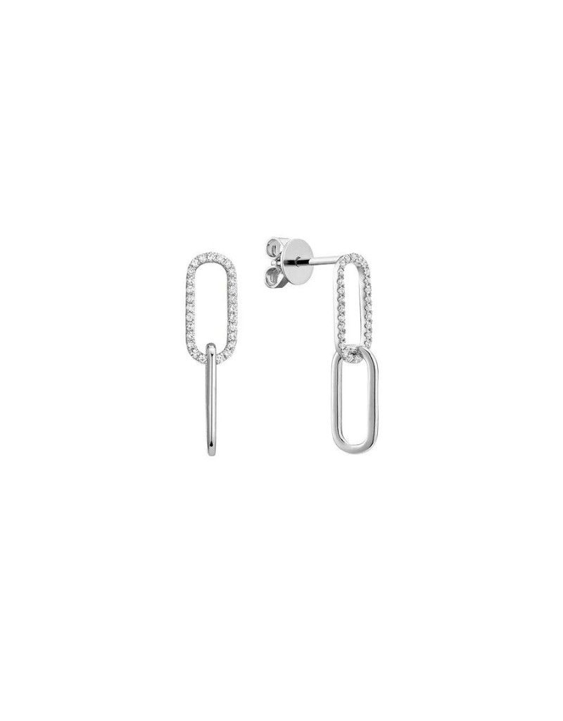 Diamond Paper-Clip Dangle Earrings