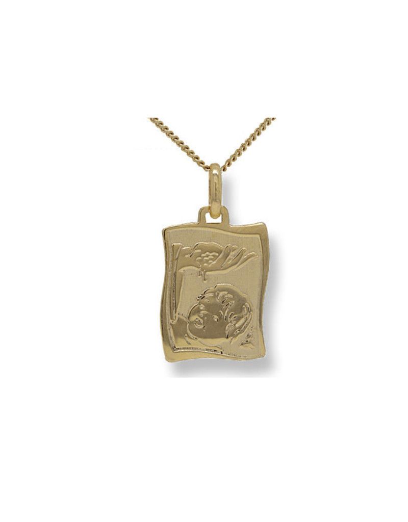 Médaille Baptême, Couleur: 14k Jaune, Taille: 16x12mm