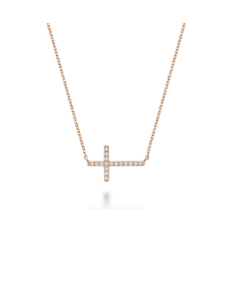 Collier croix en diamant, Couleur Or: Rose