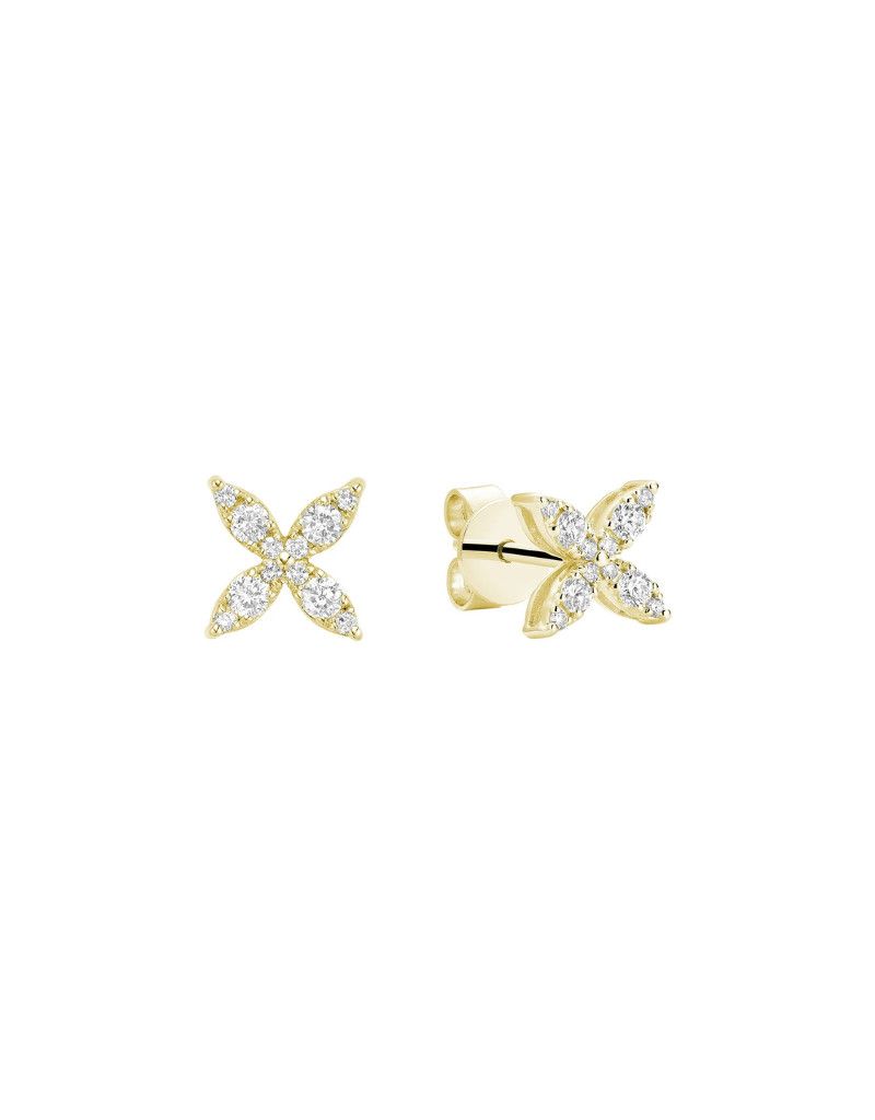 Boucles d'oreilles fleur diamants