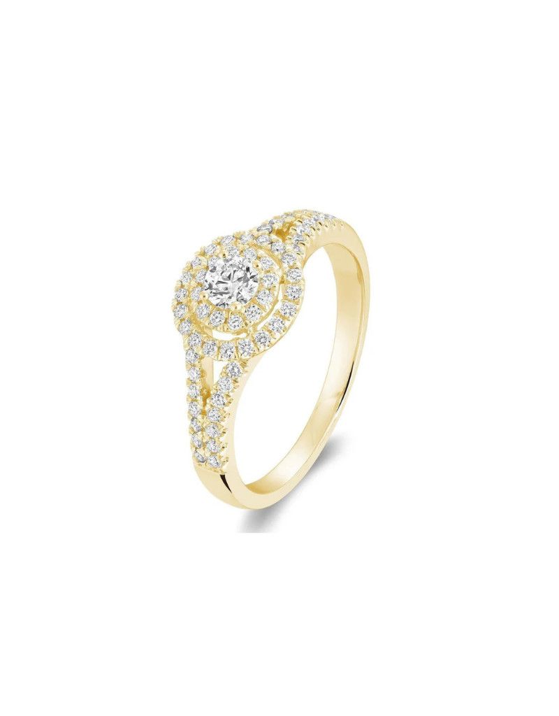 ​Bague double halo fiançailles