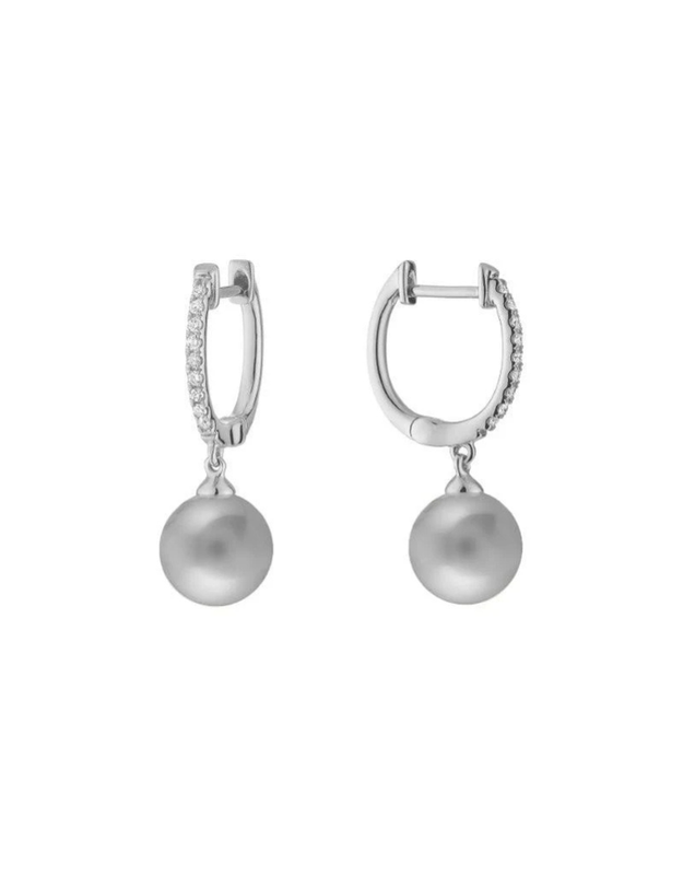 Perle de culture et diamants boucle d'oreille