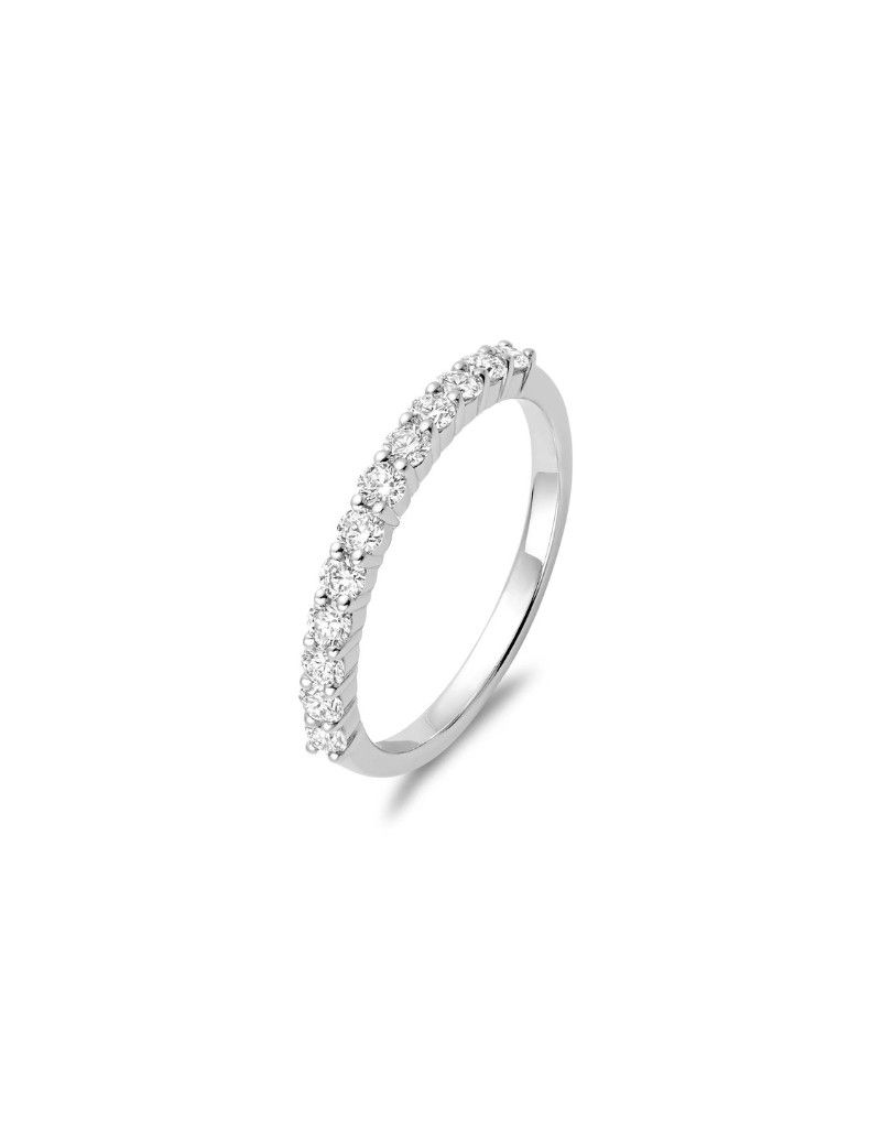 Diamond Half Eternity Ring, Gold Colour: Blanc White, Diamond Weight: 0.25ct