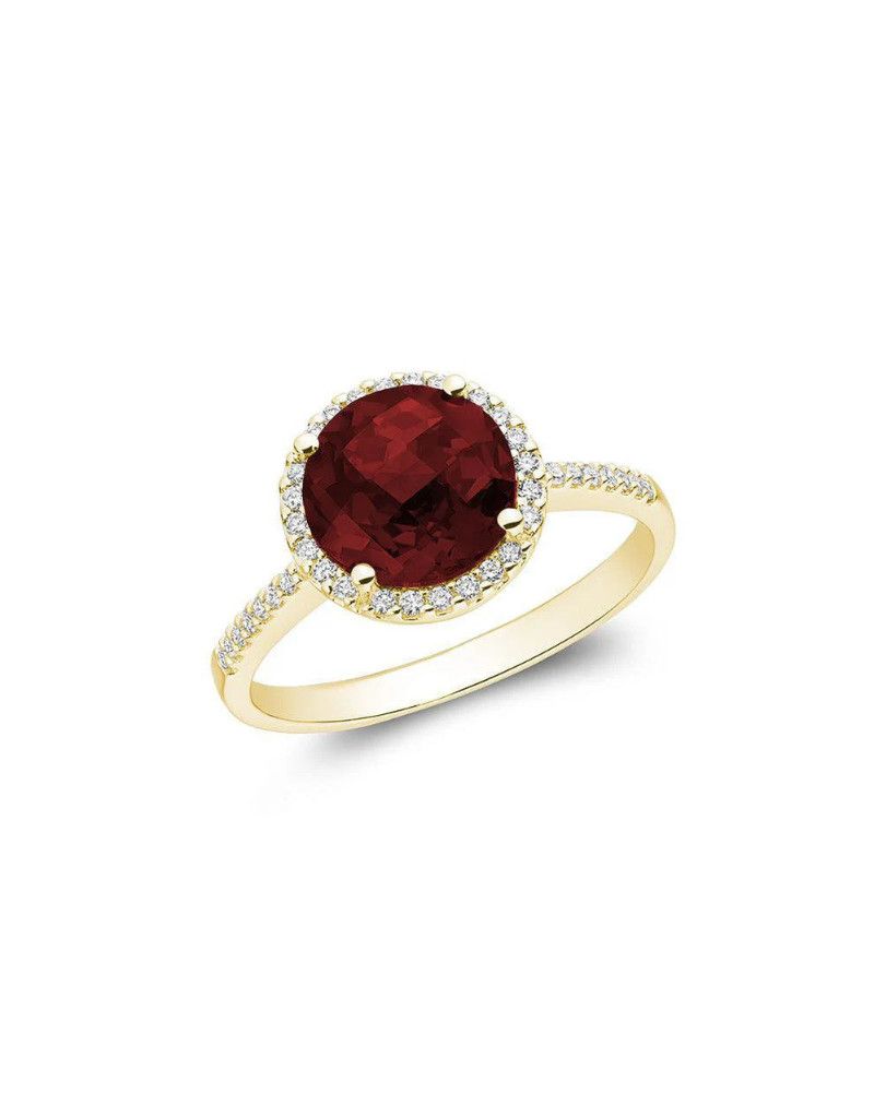 ​Bague femme grenat halo