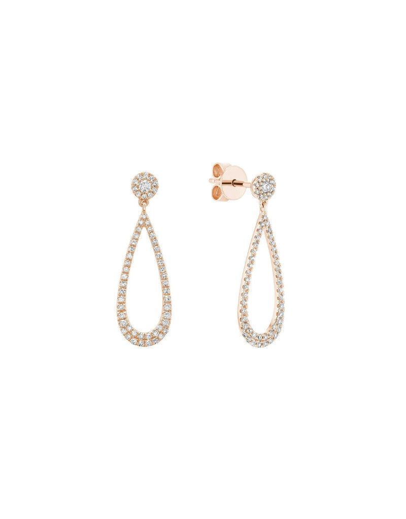 Boucle d’oreilles pendant 14k or blanc avec diamants 112=0.41ct I H-I
