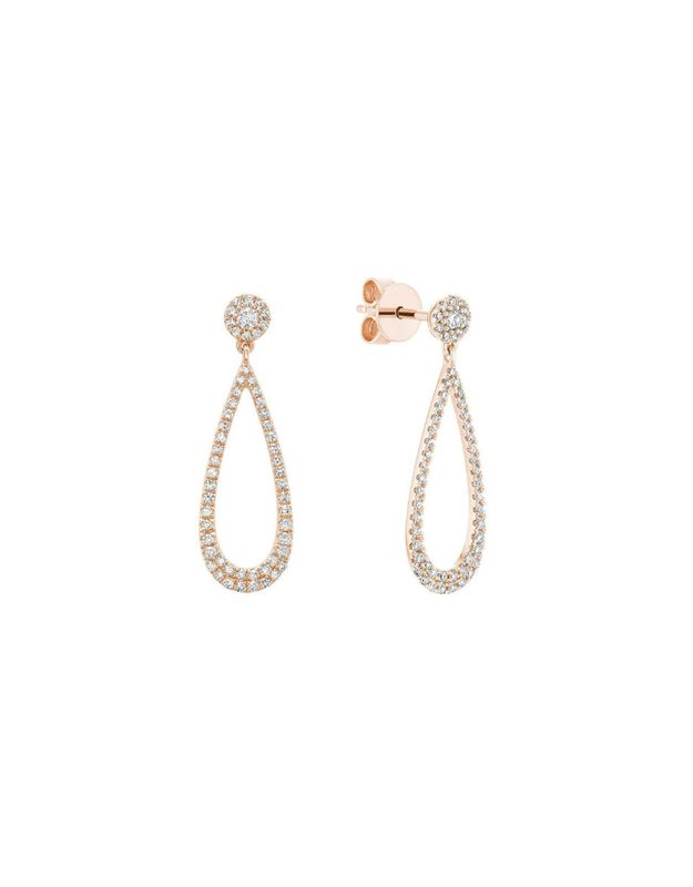 Boucle d’oreilles pendant 14k or blanc avec diamants 112=0.41ct I H-I