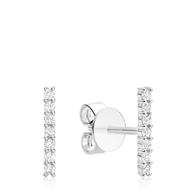Boucles d'oreilles fixes Bar, Couleur Or: Blanc White