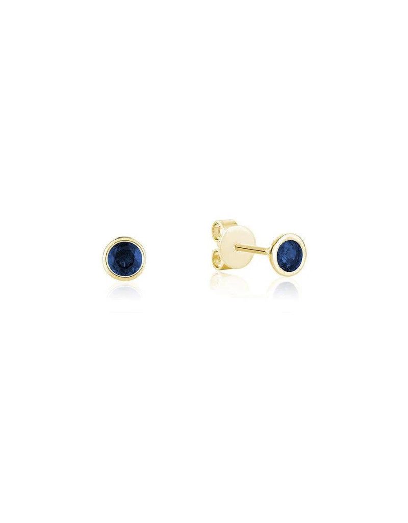 Boucles d'oreilles fixes pierre précieuse, Pierres précieusess: Saphir Blue, Coulure Or: Jaune