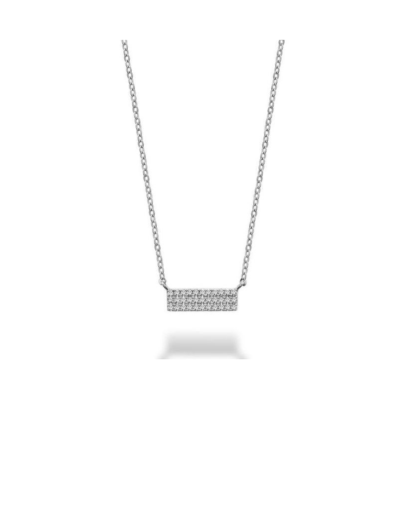 Collier Pendentif Diamant "Bar", Couleur Or: Blanc White