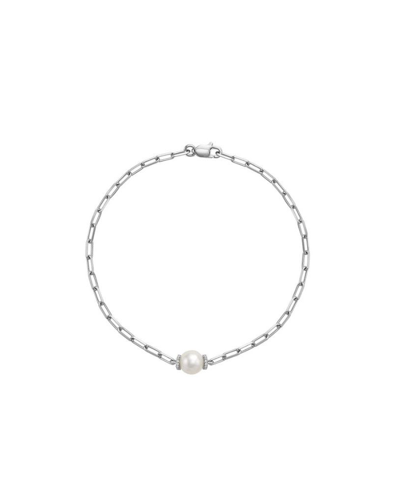 Bracelet perle et diamants, Couleur: Blanc