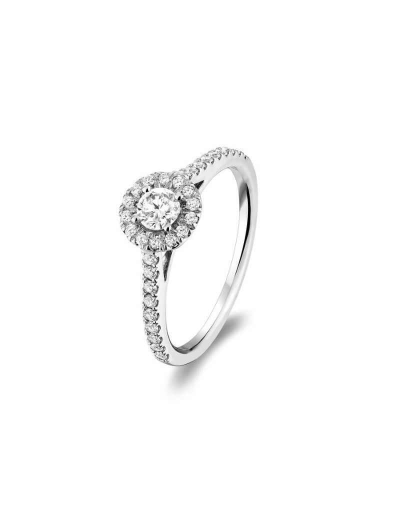 Bague Fiançailles Halo, Color: White/Blanc, Size: 0.50ct