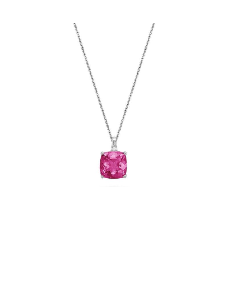 Gemstone daimaod Pendant, Gemstones: Topaze Rose, Coulure Or: Blanc