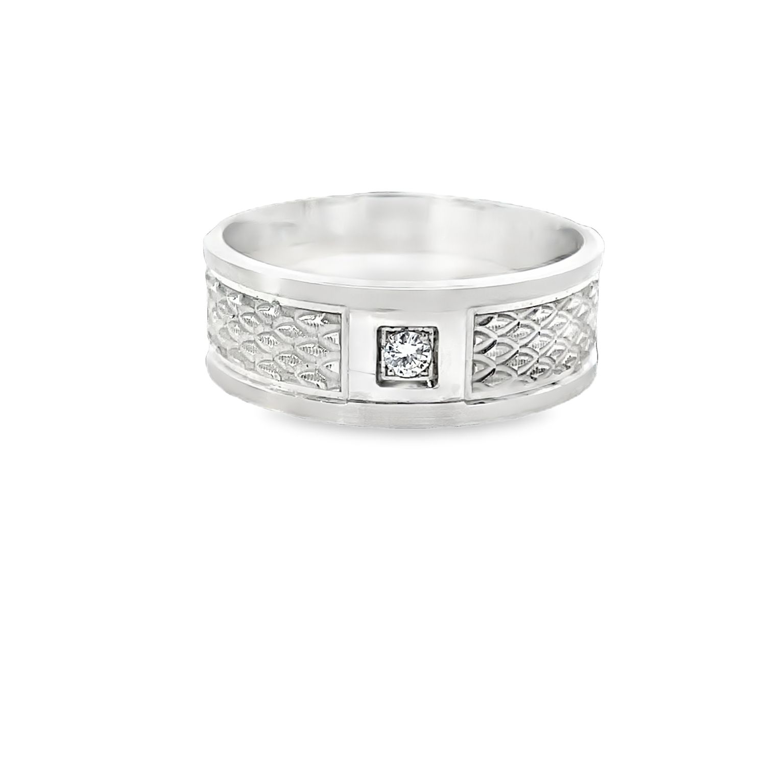 Alliance de mariage motif losanges diamant