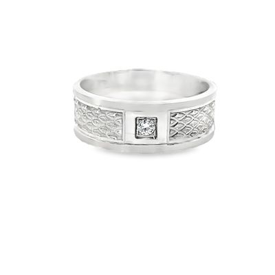 Alliance de mariage motif losanges diamant