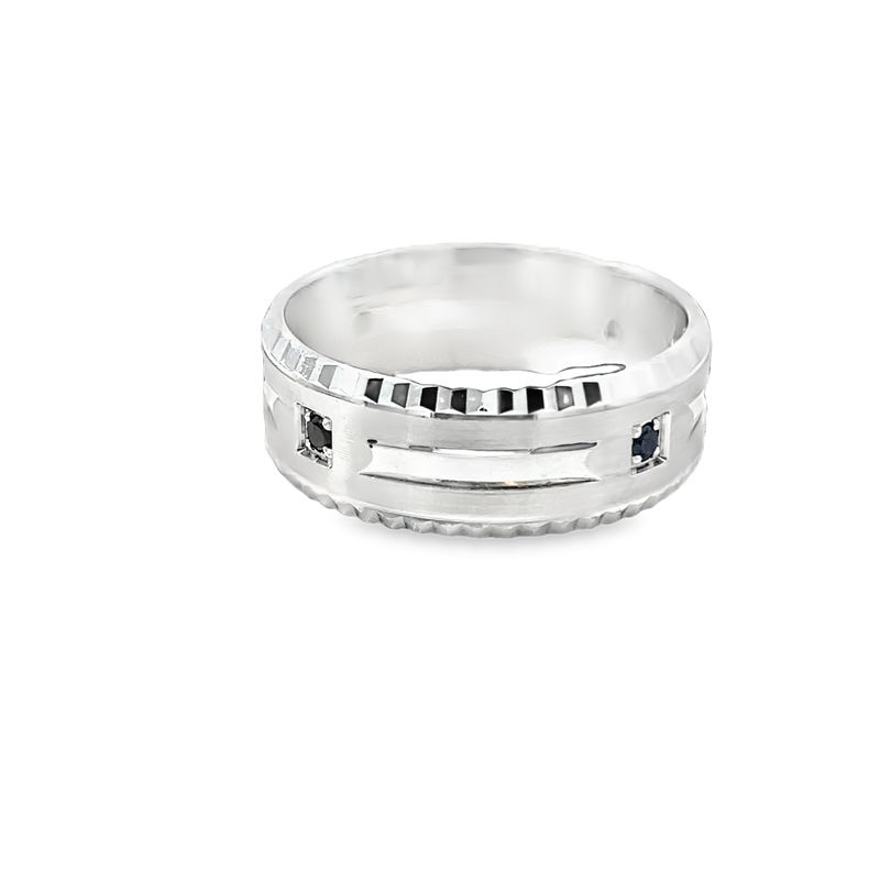 Alliance de mariage fluted diamants noir