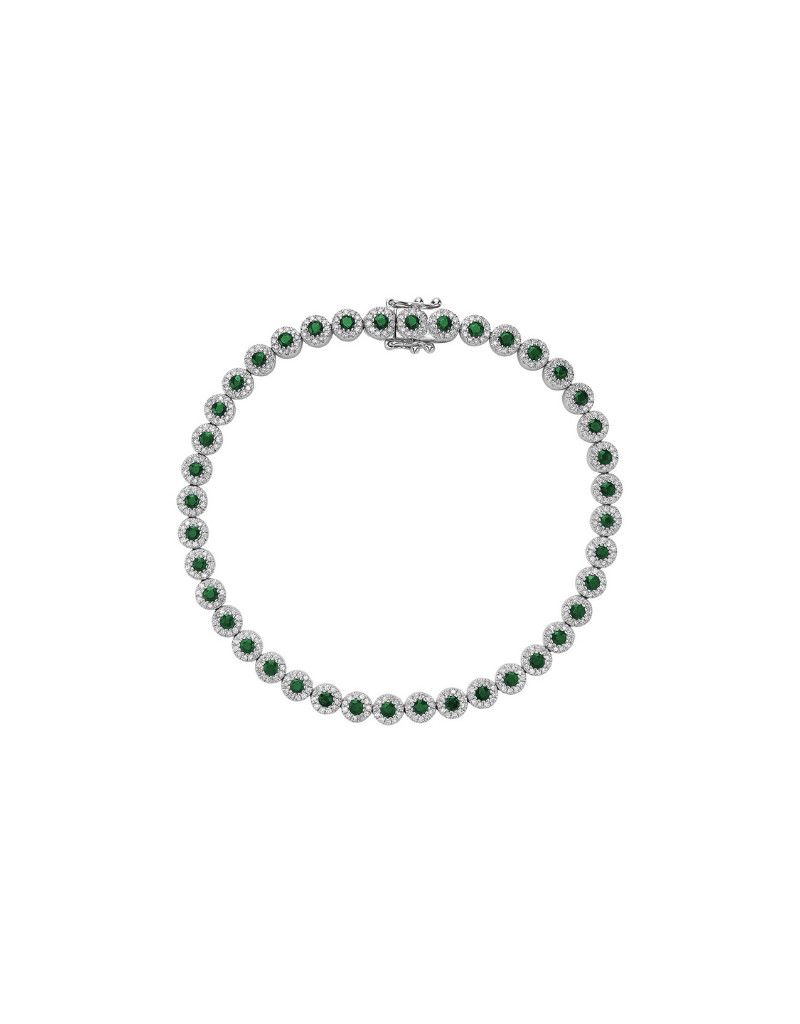 Bracelet tennis gemme et diamants, Pierres précieusess: Émeraude, Coulure Or: Blanc