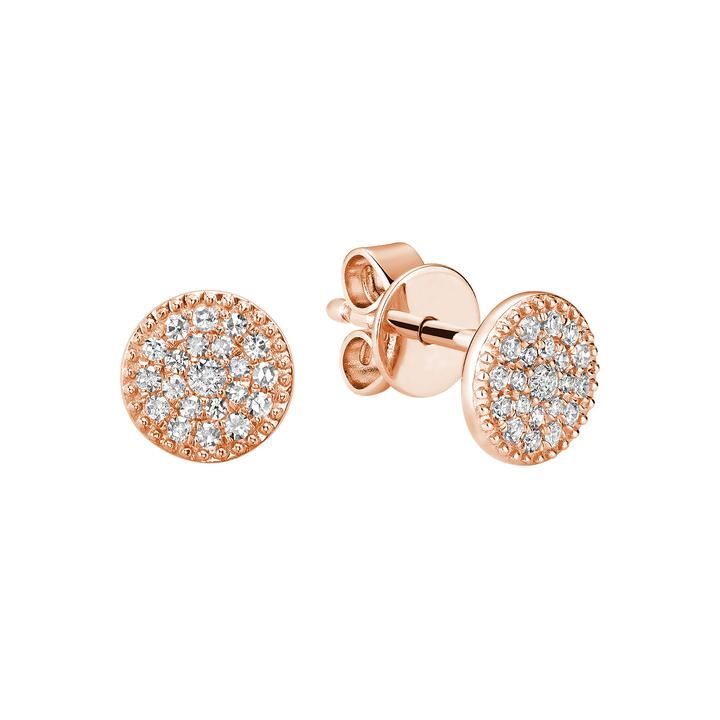 Boucles D'oreilles fixes diamants, Couleur Or: Rose