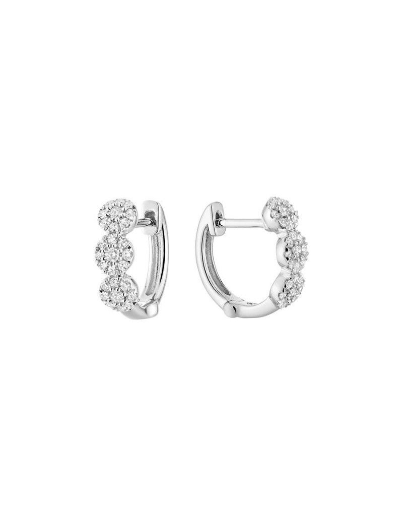 Boucles d'oreilles huggie, Couleur: Blanc White, Poids diamants: 0.25ct