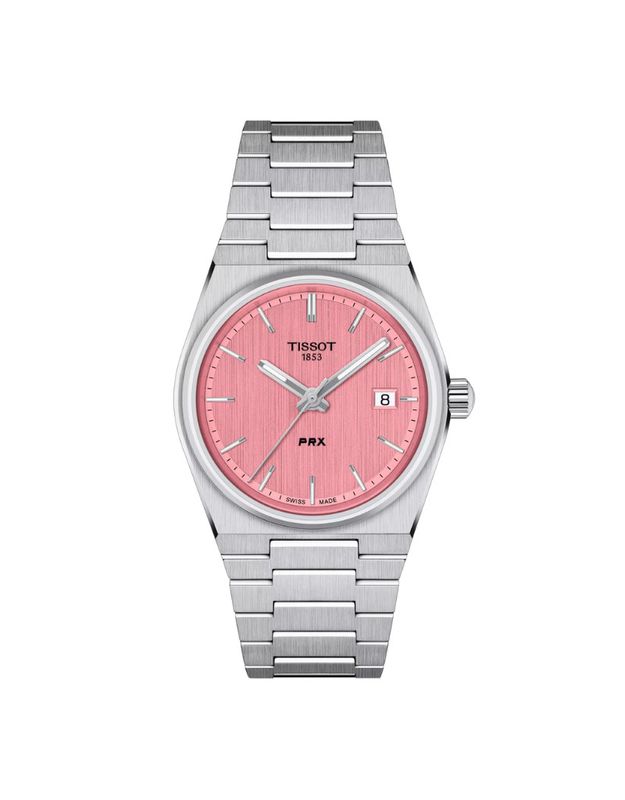 Tissot PRX Montre acier inoxydable fond rose mouvement quartz