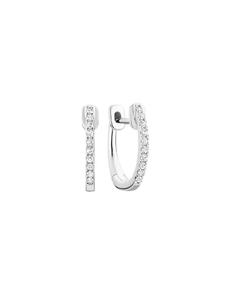 Boucles d'oreilles huggie, Couleur: Blanc White, Poids diamants: 0.06ct