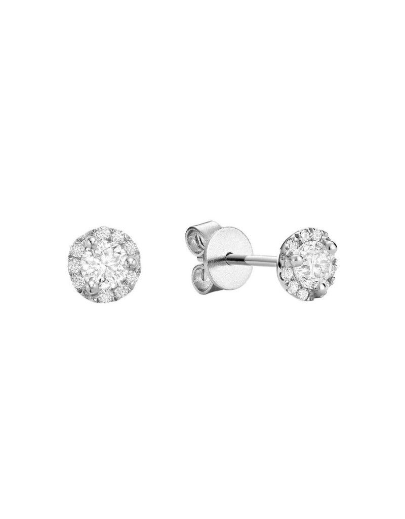 Boucles d'oreilles diamants, Couleur: Blanc, Poids diamants: 0.15ct