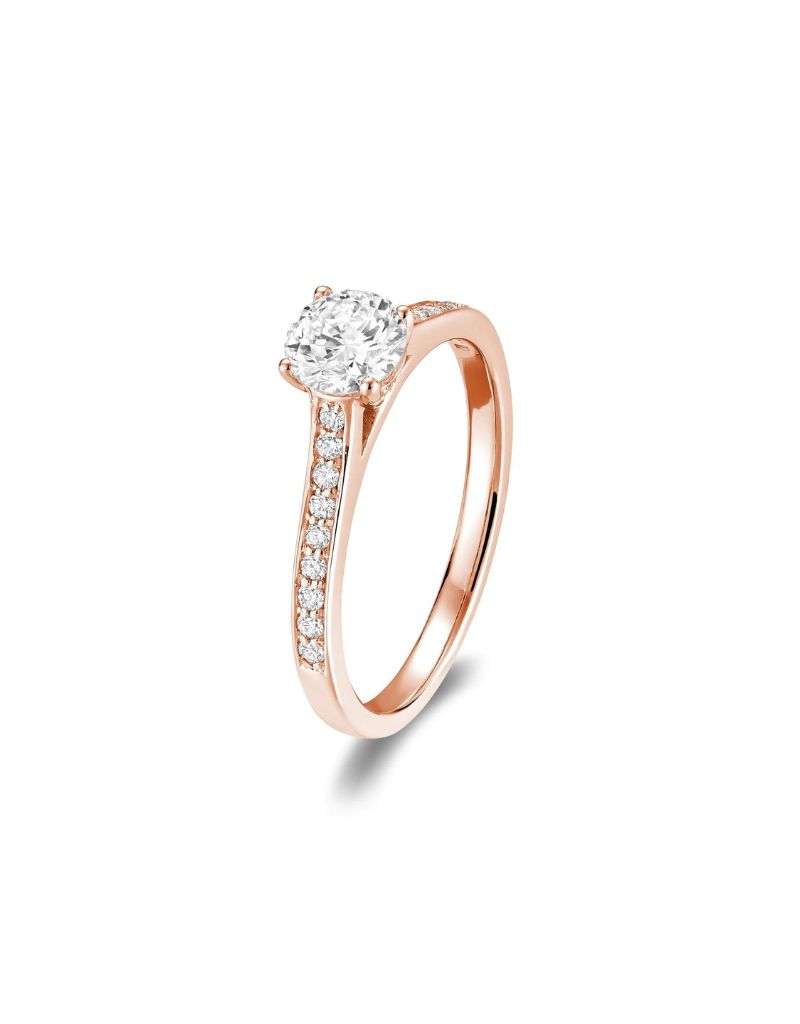 Bague Fiançailles solitaire, Couleur: Rose, Poids diamants: 0.50ct