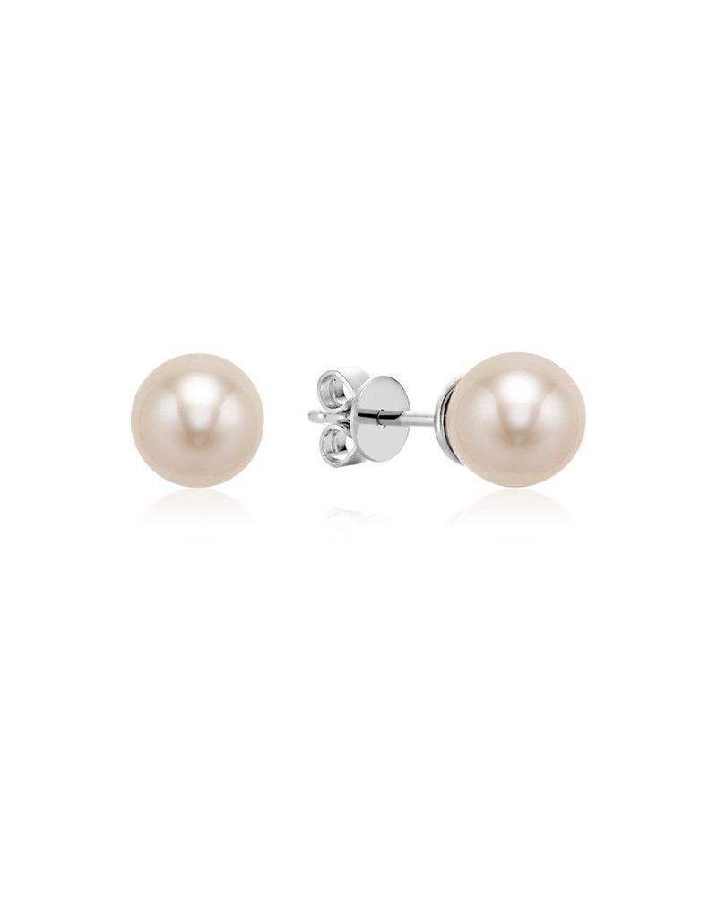 Boucles d'oreilles fixes perles, Couleur Or: Blanc